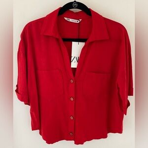 ZARA LINEN BLEND CROP SHIRT
(In The Store Now)